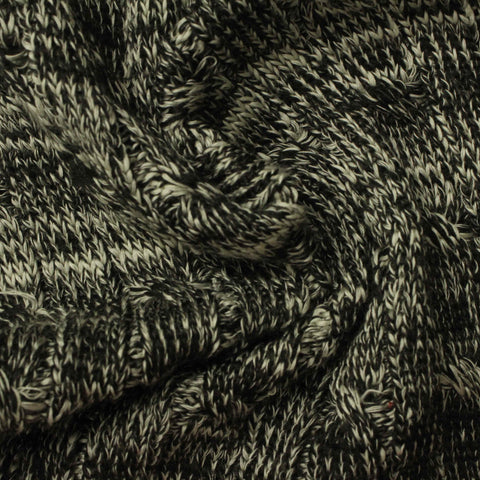 Black Marl Rib Knit, Viscose-Poly, 390 gsm