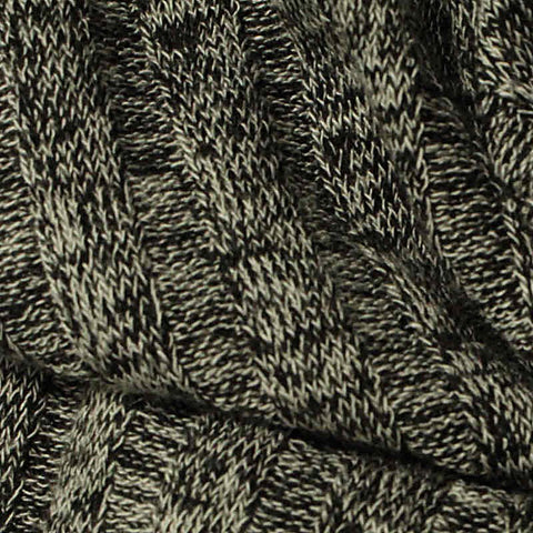 Black Marl Rib Knit, Viscose-Poly, 207 gsm