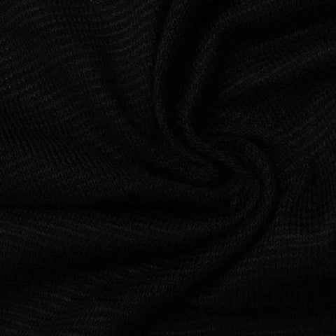 Polyester Stretch Chunky Knit Fabric, 215 gsm, 160 cm — Black
