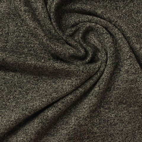 Dark Grey Marl Rib Knit, Poly-Viscose, 254 gsm