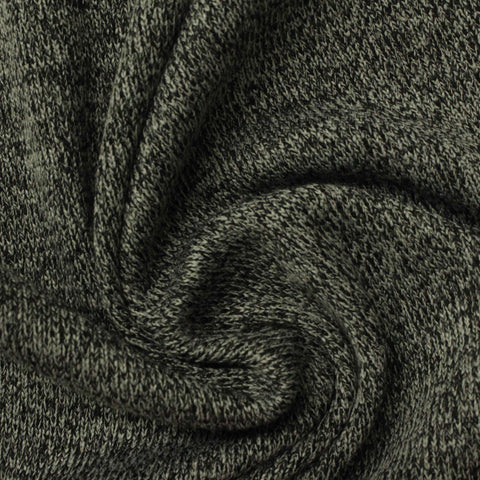 Dark Grey Marl Rib Knit, Polyester, 301 gsm