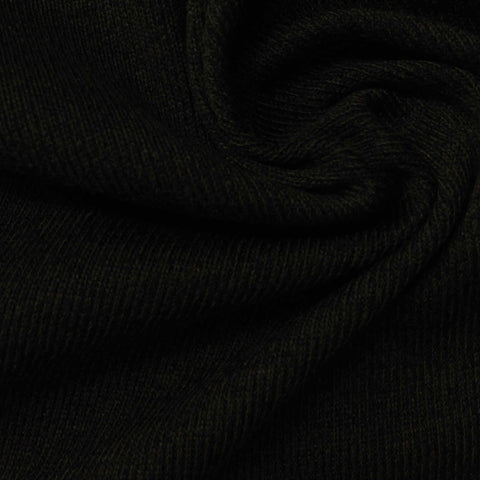 Polyester Stretch Rib Knit Fabric, 299 gsm, 180 cm — Black