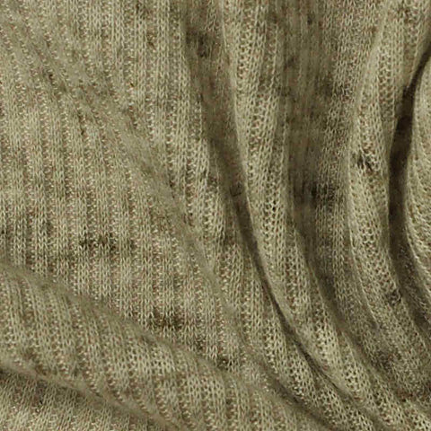 Light Brown Marl Rib Knit, Poly-Linen