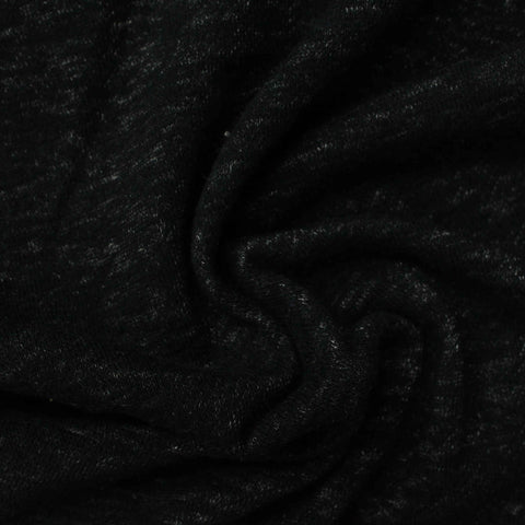 Black Marl French Terry, Cotton-Poly, 225 gsm