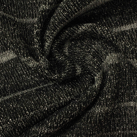 Charcoal Horizontal-Stripe Chunky Knit, Polyester, 178 gsm