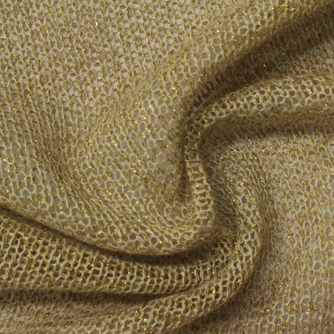 Polyester Metallic Blend Jersey Knit Fabric, 202 gsm, 140 cm — Beige