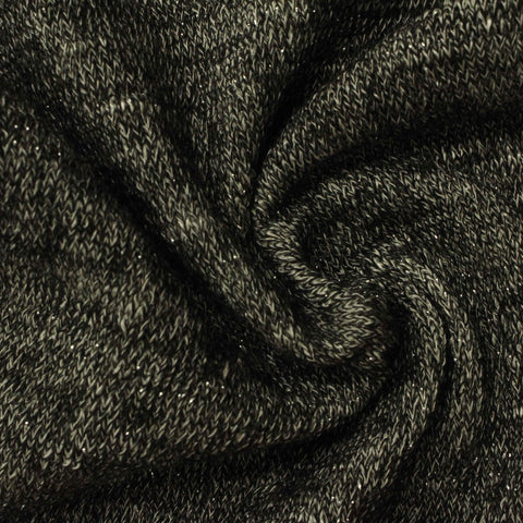 Viscose Polyester Metallic Stretch Chunky Knit Fabric, 278 gsm, 130 cm — Grey