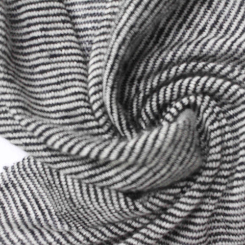 Black Horizontal-Stripe Chunky Knit, Viscose-Poly, 120 gsm