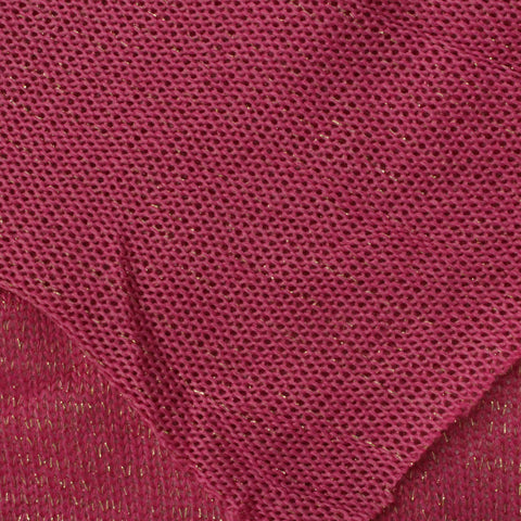 Polyester Metallic Stretch Chunky Knit Fabric, 180 gsm, 153 cm — Pink