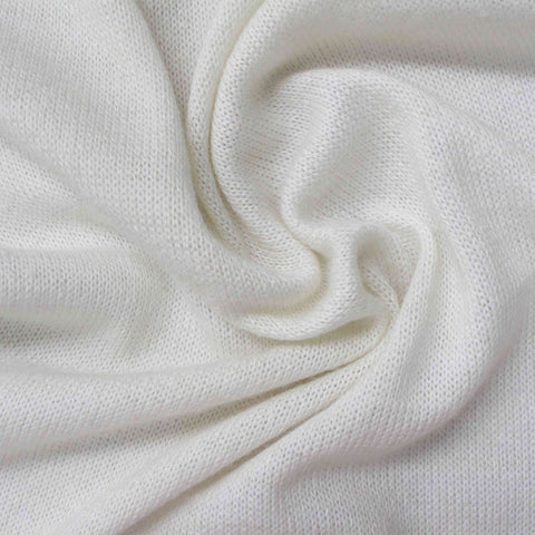 Polyester Cotton Stretch Chunky Knit Fabric, 190 gsm, 150 cm — White