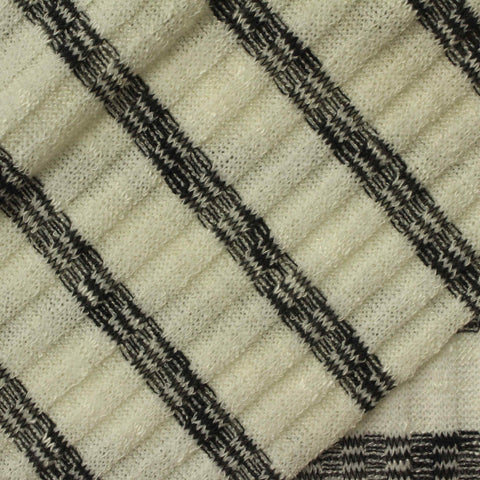 Black Stripes Chunky Knit, Poly-Viscose, 235 gsm
