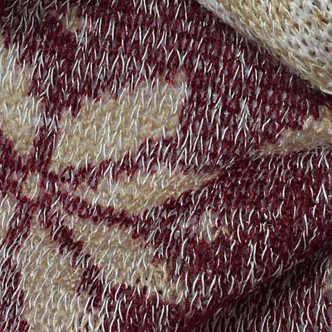 Burgundy Floral Jacquard, Poly-Viscose