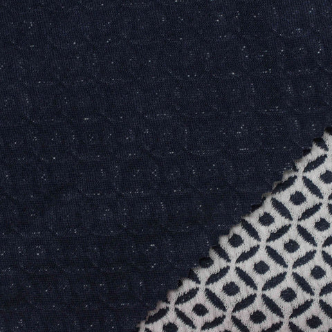 Jacquard Polyester Stretch Knit Fabric, 337 gsm, 155 cm — Navy