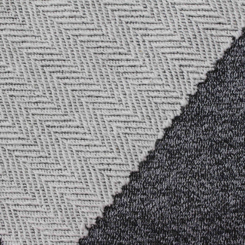Grey Herringbone Jacquard, Cotton-Poly