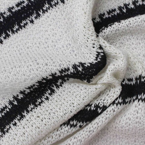 Black Horizontal-Stripe Jersey Knit, Poly-Cotton, 220 gsm