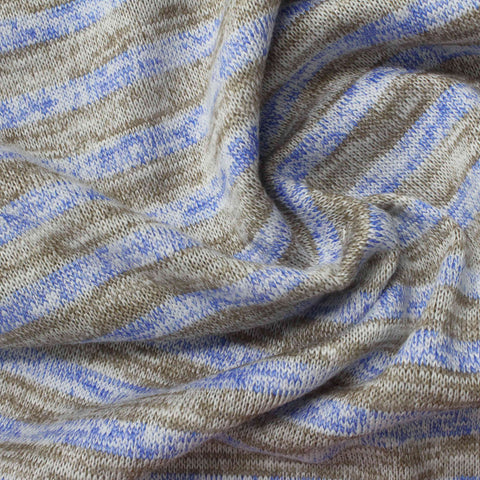 Blue Marled-Stripe Jersey Knit, Poly-Viscose