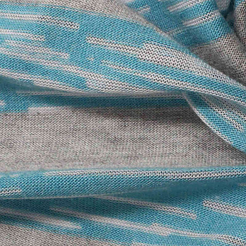 Blue Horizontal-Stripe Jersey Knit, Poly-Viscose, 126 gsm