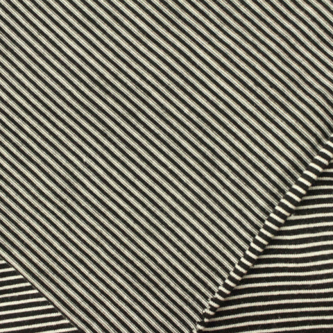 Black Diagonal-Stripe Jersey Knit, Viscose, 174 gsm