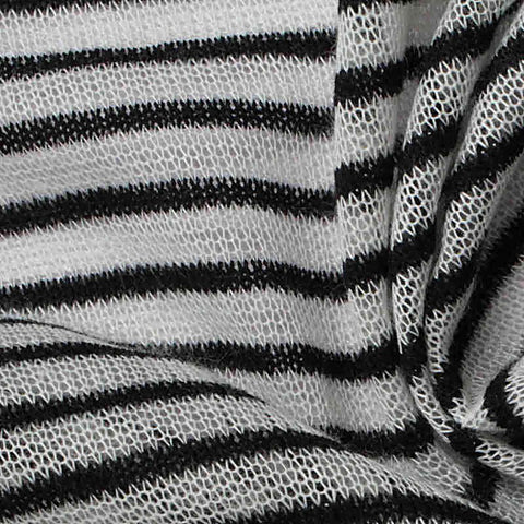Black Horizontal-Stripe Jersey Knit, Polyester, 104 gsm