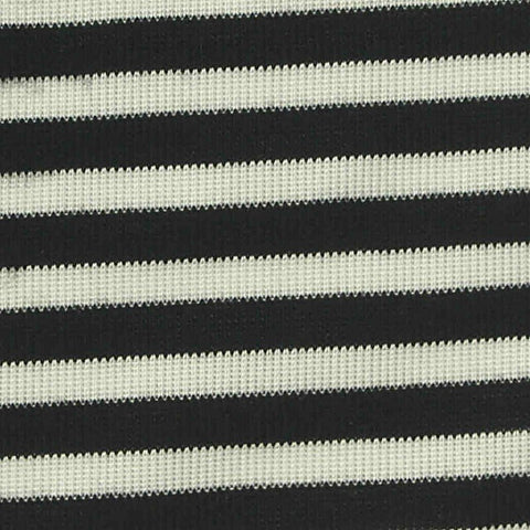 Black Horizontal-Stripe Rib Knit, Viscose-Poly, 161 gsm
