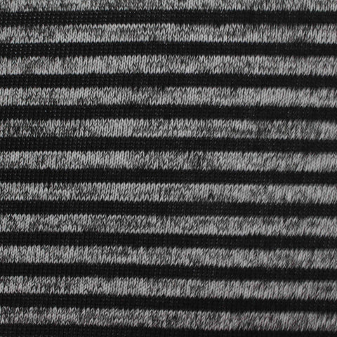 Black Horizontal-Stripe Knit, Polyester, 163 gsm