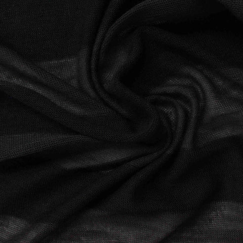 Striped Polyester Viscose Stretch Knit Fabric, 132 gsm, 145 cm — Black