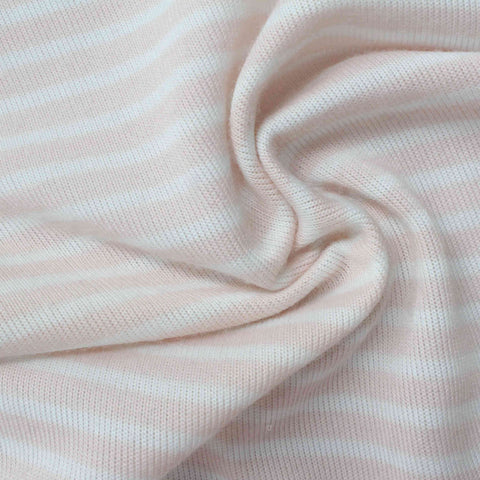Light Pink Horizontal-Stripe Jersey Knit, Polyester, 160 gsm, 170 cm