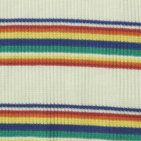 Beige Horizontal-Stripe Rib Knit, Viscose