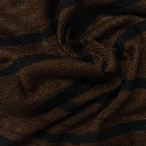 Brown Horizontal-Stripe Rib Knit, Linen