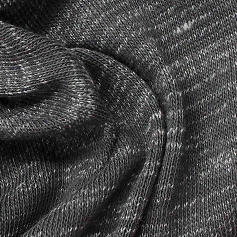 Dark Grey Marl Rib Knit, Cotton, 170 gsm, 165 cm