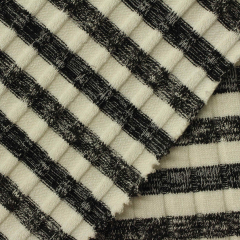Black Check Rib Knit, Viscose-Poly