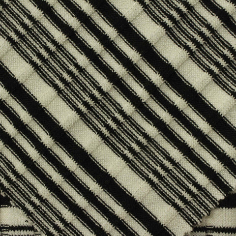 Striped Viscose Polyester Stretch Rib Knit Fabric, 200 gsm, 155 cm — Black