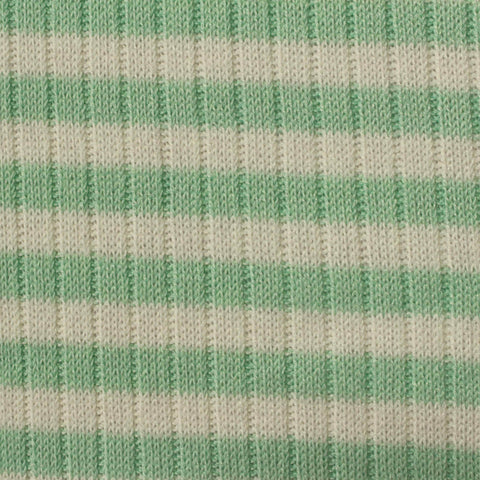 Light Green Horizontal-Stripe Rib Knit, Polyester, 200 gsm