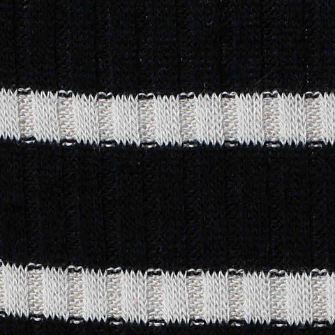 Black Horizontal-Stripe Jersey Knit, Poly-Viscose, 200 gsm