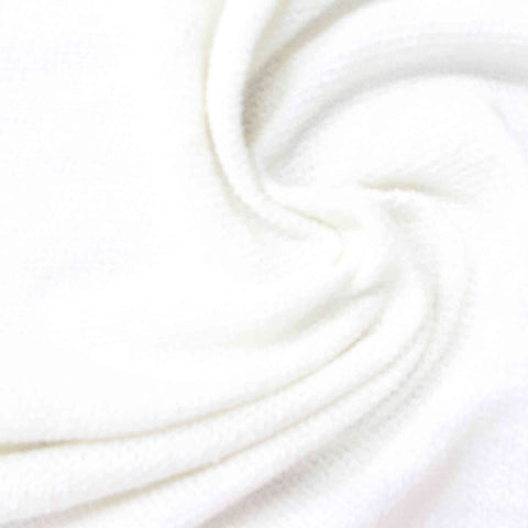 Polyester Cotton Chunky Knit Fabric, 175 gsm, 160 cm — White