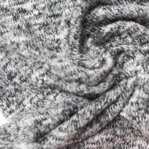 Black Marl Chunky Knit, Viscose-Poly, 225 gsm