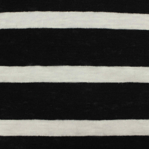 Black Horizontal-Stripe Jersey Knit, Viscose, 130 gsm, 160 cm