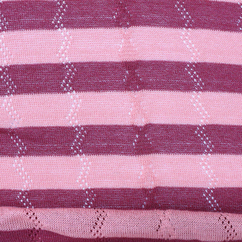 Pink Horizontal-Stripe Pointelle Knit, Viscose-Nylon, 171 gsm