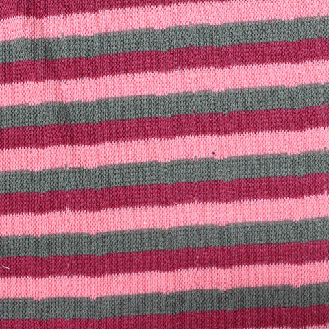 Pink Horizontal-Stripe Pointelle Knit, Viscose-Nylon, 271 gsm