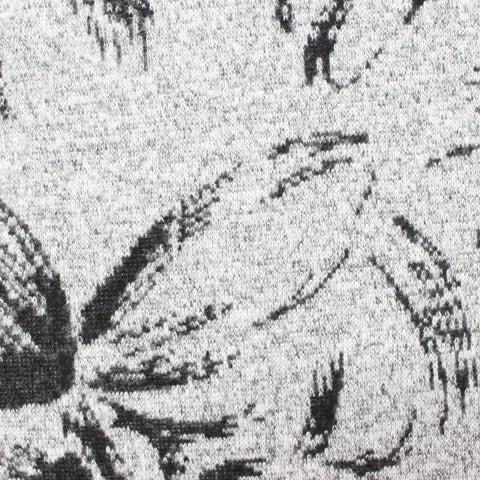 Black Abstract-Floral Jacquard, Viscose-Poly
