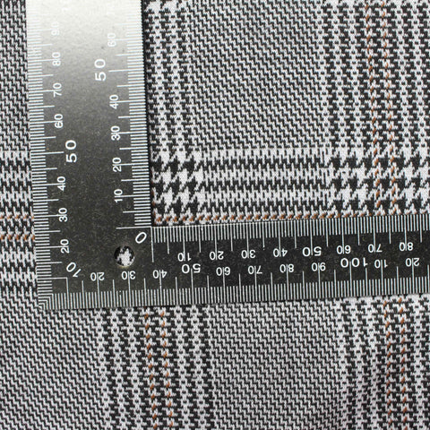 Black Plaid Interlock Knit, Poly-Viscose, 264 gsm