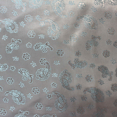 Light Blue Paisley Jacquard, Poly-Viscose