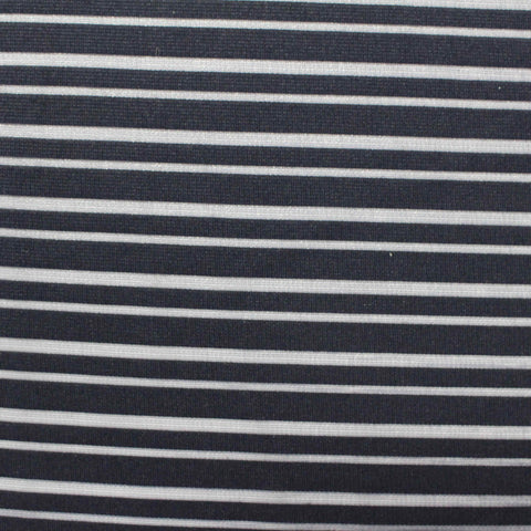 Black Horizontal-Stripe Jersey Knit, Polyester, 150 gsm, 145 cm