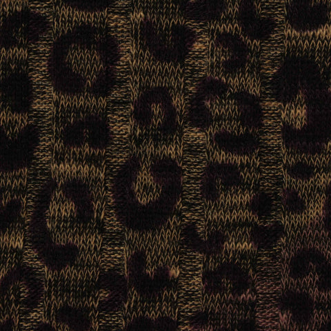 Dark Brown Leopard Rib Knit, Polyester