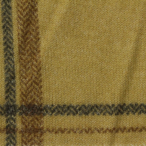 Mustard Plaid Chunky Knit, Viscose-Poly