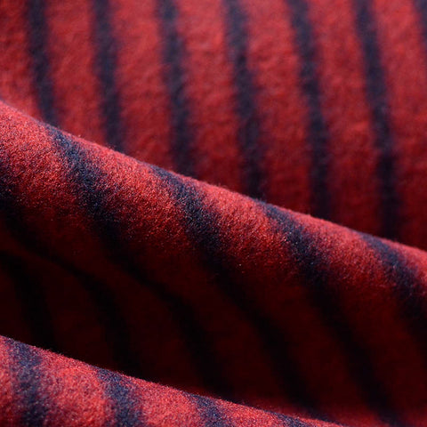 Red Vertical-Stripe Chunky Knit, Polyester