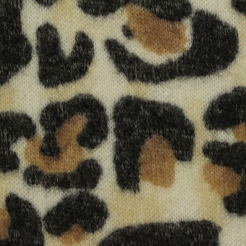 Black Leopard Jersey Knit, Viscose-Poly