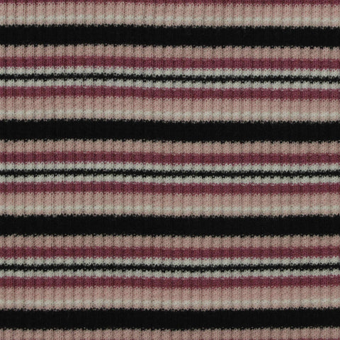Black Horizontal-Stripe Rib Knit, Cotton, 170 gsm, 150 cm
