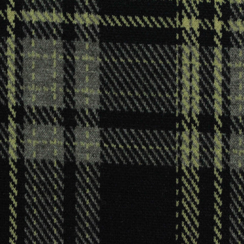 Black Plaid Knit, Poly-Viscose, 390 gsm
