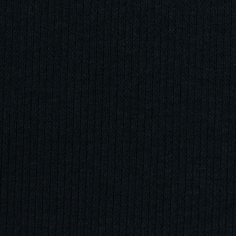 Polyester Cotton Stretch Rib Knit Fabric, 360 gsm, 120 cm — Black